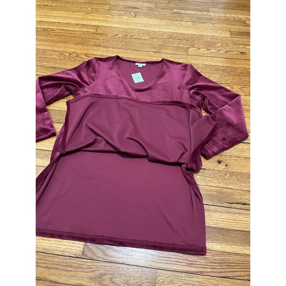 Pure Jill Bordeaux Red Long Sleeve Velour Tunic Top Sz Petite Large PL Shirt NWT - Picture 5 of 7
